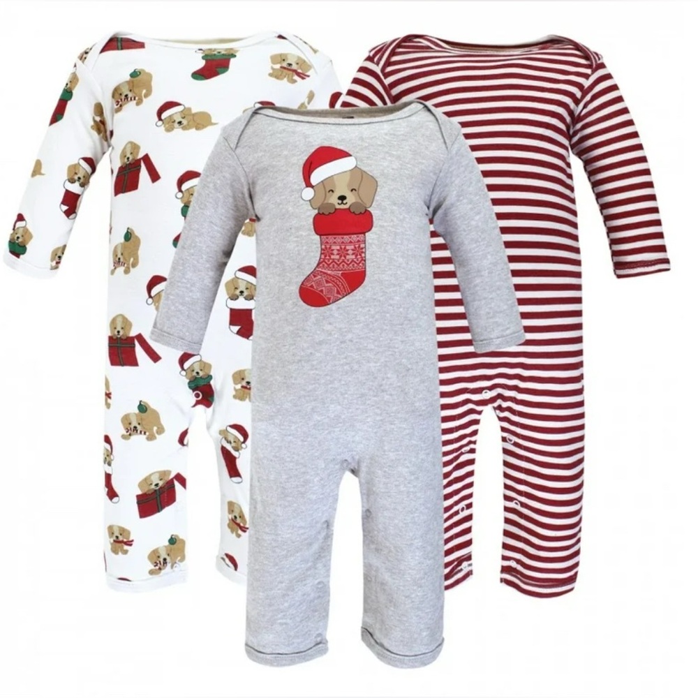 Hudson Gender Neutral Infants Coveralls Long Sleeves 100% Cotton 3 Pack 6-9 Mon